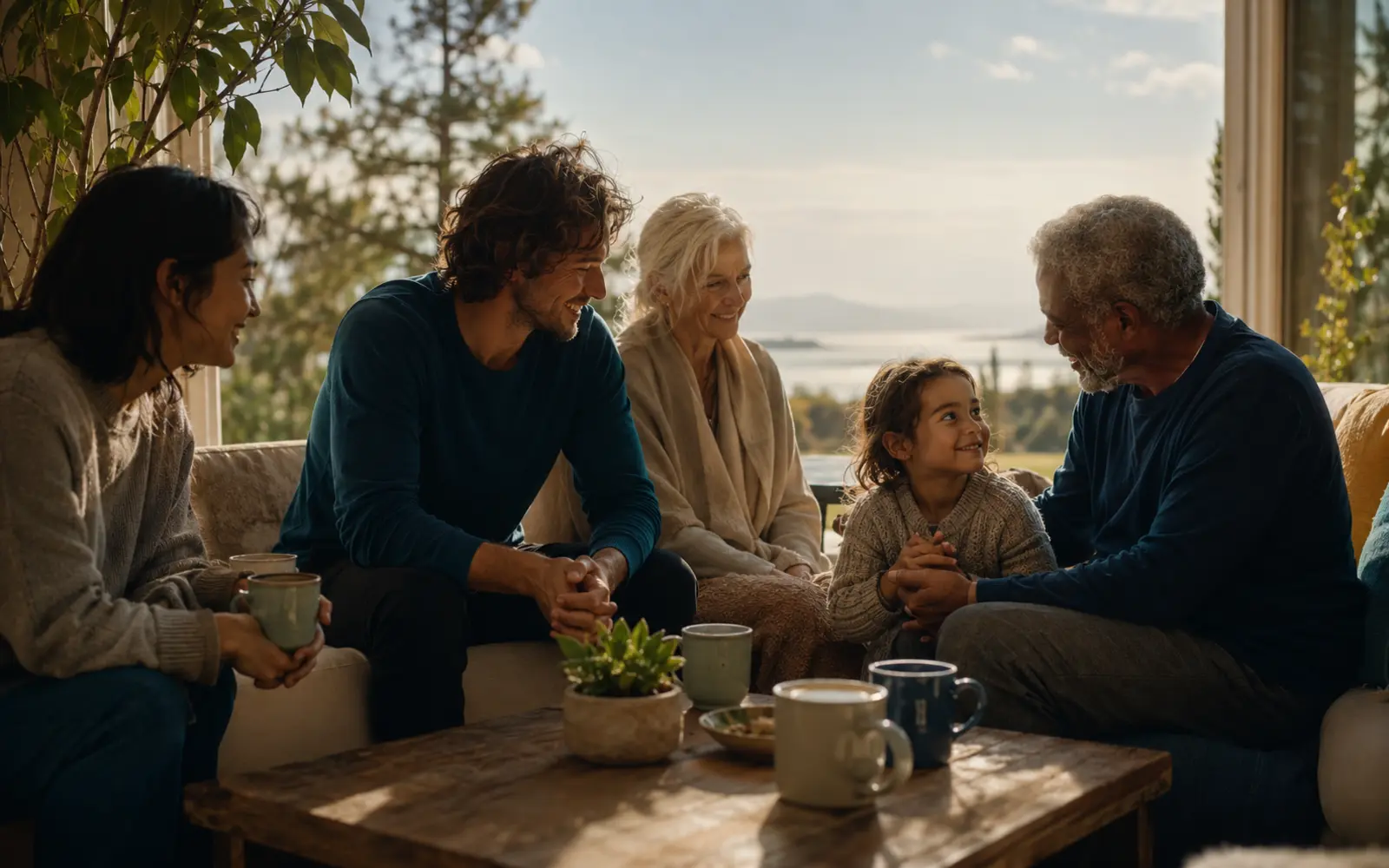 A multigenerational moment of recovery, companionship and gentle optimism.