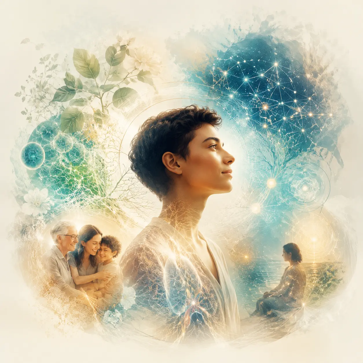 Human-first intelligence integrating health, learning, family and spirit around a living person