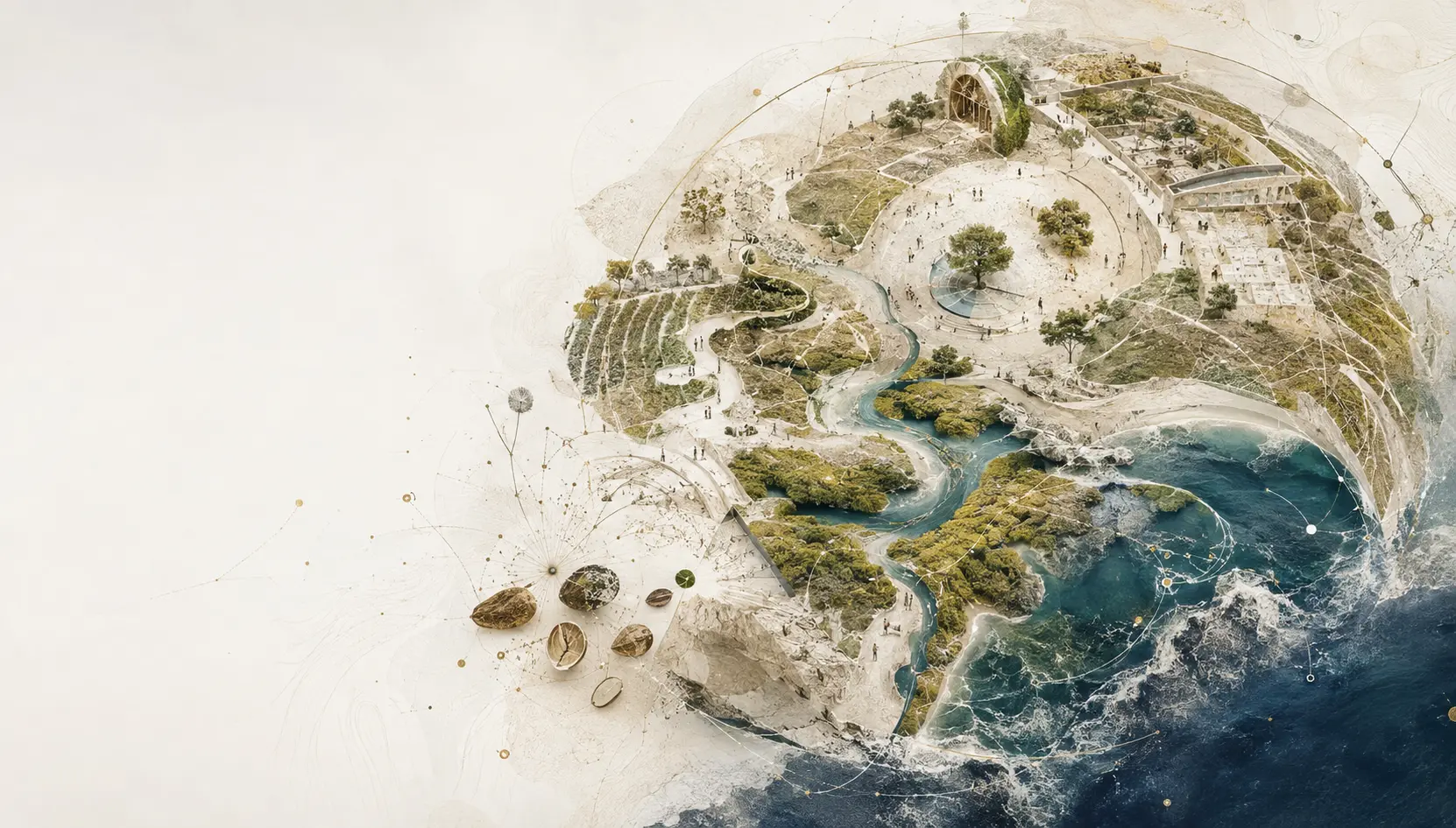 Regenerative communities, water and land forming a connected living future